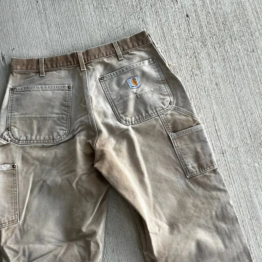Carhartt faded brown double knee work wear carpenter pants